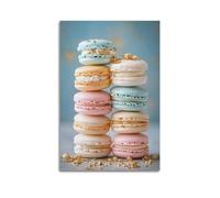 JHKJTK Exquisite Modern Family Canvas Wall Art Picture Print Photo Album-Minimalist Food Poster Macarons with Gold Flakes 20x30inch(50x75cm)