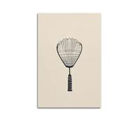 JHKJTK Exquisite Modern Family Canvas Wall Art Picture Print Photo Album-Minimalist Line Art Sport Poster - Badminton Racket Design 20x30inch(50x75cm)