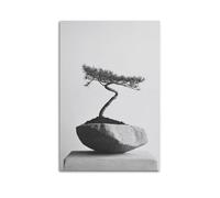 JHKJTK Exquisite Modern Family Canvas Wall Art Picture Print Photo Album-Minimalist Wabi - Sabi Botanical Poster Bonsai Tree on Rock 20x30inch(50x75cm)
