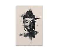 JHKJTK Exquisite Modern Family Canvas Wall Art Picture Print Photo Album-Minimalist Watercolor Buddhism Poster with Serene Buddha Head 20x30inch(50x75cm)