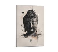 JHKJTK Exquisite Modern Family Canvas Wall Art Picture Print Photo Album-Minimalist Watercolor Buddhism Poster with Buddha Head And Chinese Character 16x24inch(40x60cm)