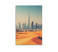 JHKJTK Exquisite Modern Family Canvas Wall Art Picture Print Photo Album-Modern Cityscape Dubai Skyscrapers And Desert Poster 16x24inch(40x60cm)