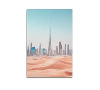 JHKJTK Exquisite Modern Family Canvas Wall Art Picture Print Photo Album-Modern Minimalist Cityscape Poster Dubai Skyscrapers And Desert View 12x18inch(30x45cm)