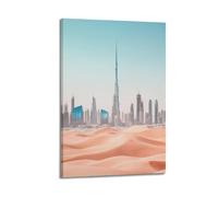 JHKJTK Exquisite Modern Family Canvas Wall Art Picture Print Photo Album-Modern Minimalist Cityscape Poster Dubai Skyscrapers And Desert View 12x18inch(30x45cm)