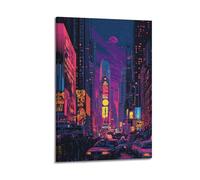 JHKJTK Exquisite Modern Family Canvas Wall Art Picture Print Photo Album-Neon - Lit Comic Cityscape Poster with Nighttime Vibe And Urban Elements 20x30inch(50x75cm)