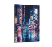 JHKJTK Exquisite Modern Family Canvas Wall Art Picture Print Photo Album-Neon - Lit Japandi Night Scene Poster for Urban City Lovers 20x30inch(50x75cm)