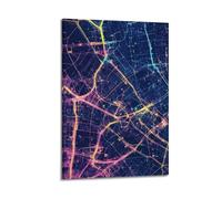 JHKJTK Exquisite Modern Family Canvas Wall Art Picture Print Photo Album-Neon - Lit Map Poster, Vibrant City Lines for Wall Decor 20x30inch(50x75cm)