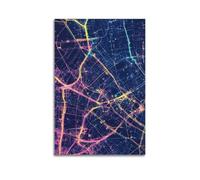 JHKJTK Exquisite Modern Family Canvas Wall Art Picture Print Photo Album-Neon - Lit Map Poster, Vibrant City Lines for Wall Decor 20x30inch(50x75cm)