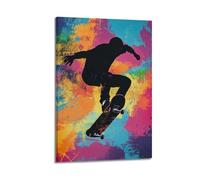 JHKJTK Exquisite Modern Family Canvas Wall Art Picture Print Photo Album-Pop Art Skateboard Poster, Dynamic Skateboarder in Mid - Air 08x12inch(20x30cm)