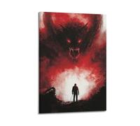 JHKJTK Exquisite Modern Family Canvas Wall Art Picture Print Photo Album-Surrealism Horror Poster with Demon And Man Confrontation 08x12inch(20x30cm)