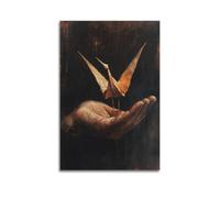 JHKJTK Exquisite Modern Family Canvas Wall Art Picture Print Photo Album-Surrealist Animal Poster with Origami Crane on Hand 16x24inch(40x60cm)