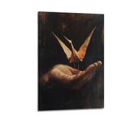 JHKJTK Exquisite Modern Family Canvas Wall Art Picture Print Photo Album-Surrealist Animal Poster with Origami Crane on Hand 24x36inch(60x90cm)
