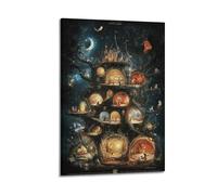 JHKJTK Exquisite Modern Family Canvas Wall Art Picture Print Photo Album-Surrealist Fantasy Castle Tree Poster Enchanting Nighttime Illustration 24x36inch(60x90cm)