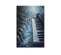 JHKJTK Exquisite Modern Family Canvas Wall Art Picture Print Photo Album-Surrealist Music Poster with Piano And Waterfall Visual 16x24inch(40x60cm)