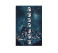 JHKJTK Exquisite Modern Family Canvas Wall Art Picture Print Photo Album-Surrealist Night Scene Poster with Multiple Full Moons over Mountains 16x24inch(40x60cm)