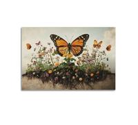 JHKJTK Exquisite Modern Family Canvas Wall Art Picture Print Photo Album-Vintage Animal Poster with Monarch Butterfly And Flowers 16x24inch(40x60cm)