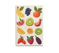 JHKJTK Exquisite Modern Family Canvas Wall Art Picture Print Photo Album-Vintage Fruit Poster - Assorted Fresh Fruits Illustration 12x18inch(30x45cm)