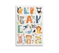 JHKJTK Exquisite Modern Family Canvas Wall Art Picture Print Photo Album-Watercolor Animal Kids Poster with Adorable Animals And Letters 24x36inch(60x90cm)