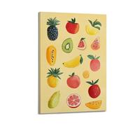JHKJTK Exquisite Modern Family Canvas Wall Art Picture Print Photo Album-Watercolor Fruit Poster - Colorful Assorted Fruits for Visual Appeal 08x12inch(20x30cm)