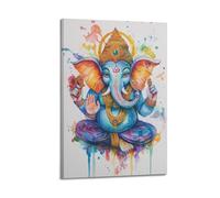JHKJTK Exquisite Modern Family Canvas Wall Art Picture Print Photo Album-Watercolor Hindu Deity Poster Colorful And Divine Elephant - Headed Figure 08x12inch(20x30cm)