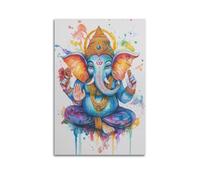 JHKJTK Exquisite Modern Family Canvas Wall Art Picture Print Photo Album-Watercolor Hindu Deity Poster Colorful And Divine Elephant - Headed Figure 12x18inch(30x45cm)