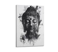 JHKJTK Minimalist Abstract Canvas Wall Art Prints Picture - Abstract Black And White Buddha Poster for Spiritual Ambiance Bedroom Decor Artwork Posters 08x12inch(20x30cm)