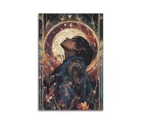 JHKJTK Minimalist Abstract Canvas Wall Art Prints Picture - Art Nouveau Female Figure Poster with Floral Elements Bedroom Decor Artwork Posters 24x36inch(60x90cm)