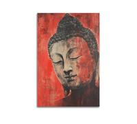 JHKJTK Minimalist Abstract Canvas Wall Art Prints Picture - Brutalist Abstract Buddhism Poster with Serene Buddha Head Bedroom Decor Artwork Posters 16x24inch(40x60cm)