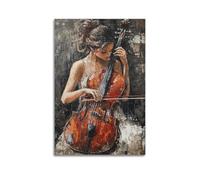 JHKJTK Minimalist Abstract Canvas Wall Art Prints Picture - Brutalist Abstract Music Poster Woman Playing Cello Bedroom Decor Artwork Posters 20x30inch(50x75cm)