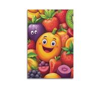 JHKJTK Minimalist Abstract Canvas Wall Art Prints Picture - Cartoon Style Fruit Poster for Kids with Smiling Fruits Bedroom Decor Artwork Posters 20x30inch(50x75cm)