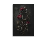 JHKJTK Minimalist Abstract Canvas Wall Art Prints Picture - Dark Academia Botanical Poster with Bloody Red Roses Bedroom Decor Artwork Posters 12x18inch(30x45cm)