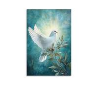 JHKJTK Minimalist Canvas Wall Art Picture Print-Holy Spirit Dove Christian Poster with Radiant Glow Modern Family Room Decor Unframe-style 12x18inch(30x45cm)