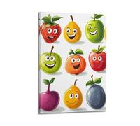 JHKJTK Modern Family Photo Album Posters Wall Art Bathroom Decor - Cute Cartoon Fruit Poster with Smiling Faces for Kids Canvas Pictures Artwork 12x18inch(30x45cm)