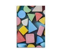 JHKJTK Modern Family Photo Album Posters Wall Art Bathroom Decor - Geometric Art Children's Poster Colorful Wooden Shapes for Kids Canvas Pictures Artwork 20x30inch(50x75cm)