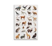 JHKJTK Modern Family Photo Album Posters Wall Art Bathroom Decor - Watercolor Animal Poster with Diverse Wildlife Illustrations Canvas Pictures Artwork 16x24inch(40x60cm)
