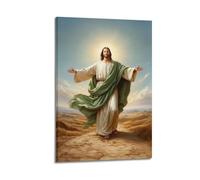 JHKJTK Modern Family Posters Wall Art Bathroom Decor - Religious Jesus Desert Path Striding Portrait Canvas Pictures Artwork 12x18inch(30x45cm) Frame-style