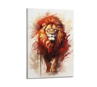 JHKJTK Poster Frame Canvas Wall Art Prints for Bedroom Decor - Animal Lion Watercolor Ink Splash Walking Image 24x36inch(60x90cm) Picture Frame Artwork