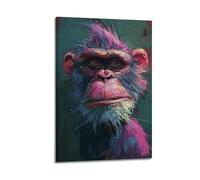 JHKJTK Poster Frame Canvas Wall Art Prints for Bedroom Decor - Animal Orangutan Gazing in Colorful Brushstrokes 16x24inch(40x60cm) Picture Frame Artwork