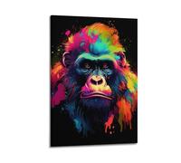 JHKJTK Poster Frame Canvas Wall Art Prints for Bedroom Decor - Animal Orangutan Standing with Dazzling Colored Fur 12x18inch(30x45cm) Picture Frame Artwork