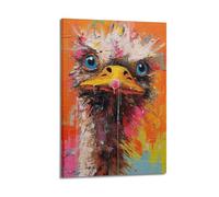JHKJTK Poster Frame Canvas Wall Art Prints for Bedroom Decor - Animal Ostrich on Colorful Background 24x36inch(60x90cm) Picture Frame Artwork