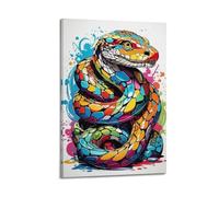 JHKJTK Poster Frame Canvas Wall Art Prints for Bedroom Decor - Animal Snake Colorful Collage Coiling Image 16x24inch(40x60cm) Picture Frame Artwork