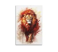 JHKJTK Poster Unframe Canvas Wall Art Prints for Bedroom Decor - Animal Lion Watercolor Ink Splash Walking Image 24x36inch(60x90cm) Picture Unframe Artwork