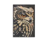 JHKJTK Poster Unframe Canvas Wall Art Prints for Bedroom Decor - Animal Owl Looking Sideways on Black Textured Background 24x36inch(60x90cm) Picture Unframe Artwork