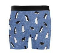 JHKKU Men's Boxer Briefs Soft Comfort 4 Inch Underwear with Fly, Emperor Penguin, M