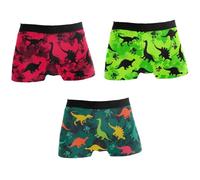JHKKU Men's Boxer Briefs Soft Comfort Breathable Trunk Underwear 3 Pack Gift Box, Dinosaurs 01, L