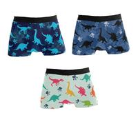 JHKKU Men's Boxer Briefs Soft Comfort Breathable Trunk Underwear 3 Pack Gift Box, Dinosaurs 02, M