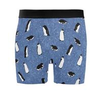 JHKKU Men's Boxer Briefs Soft Comfort Stretch 4 Inch Inseam Underwear with Fly, Emperor Penguin, M