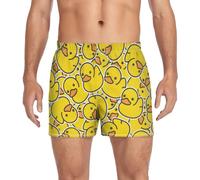 JHKKU Men's Boxer Shorts Cotton Loose Underwear with Button Fly, Cute Yellow Duck, S