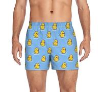 JHKKU Men's Boxer Shorts, Soft Breathable Woven Boxer Briefs Underwear Button Fly S-XXL, Cartoon Cute Duck, M
