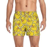 JHKKU Men's Boxer Shorts, Soft Breathable Woven Boxer Briefs Underwear Button Fly S-XXL, Cute Yellow Duck, S